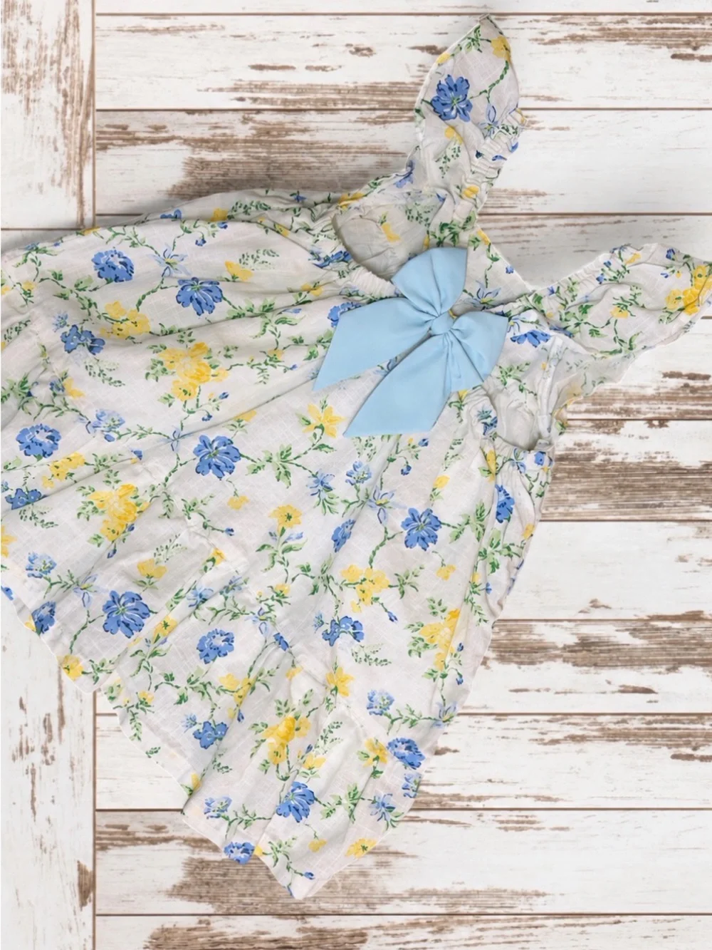 Tommy Bahama White Floral Sundress with Blue and Yellow Flowers